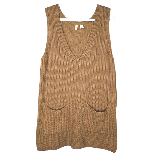 NWOT Anthropologie Moth Camel Shaker Knit Alpaca Blend Sweater Vest  XL - Picture 5 of 10